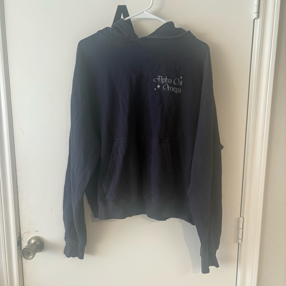 Alpha Chi Omega Navy Hoodie with Front Pocket
